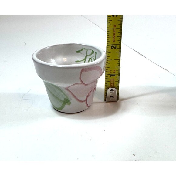 Flower Pot Napkin Holder Rings Glazed Terracotta Pink White Green Set of 3 - Picture 6 of 9